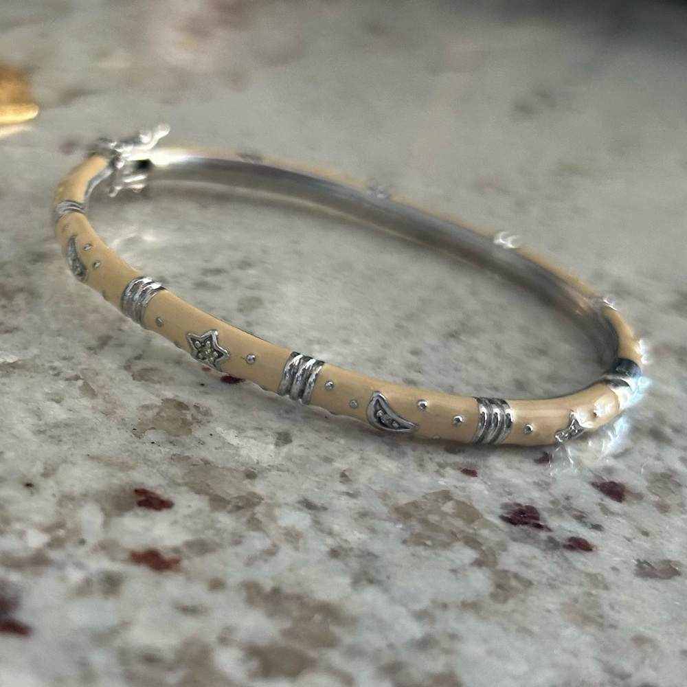 Enamel and crystal bangle bracelet